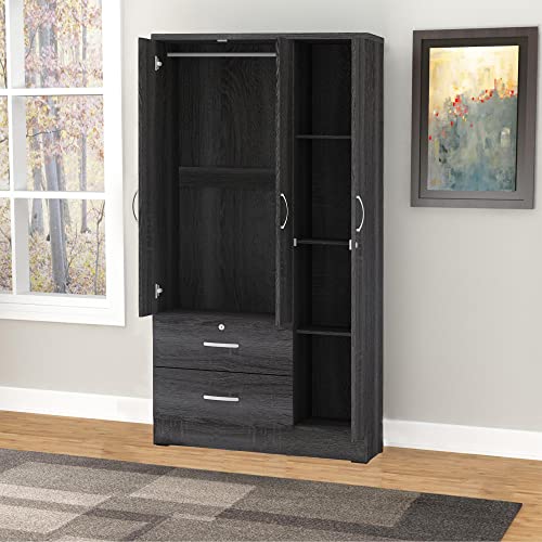 Symphony Wardrobe Armoire Closet with Two Drawers in Maple Q960