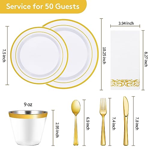 700 Piece Silver Dinnerware Set for 100 Guests, Disposable Plastic Plates for Party F59014