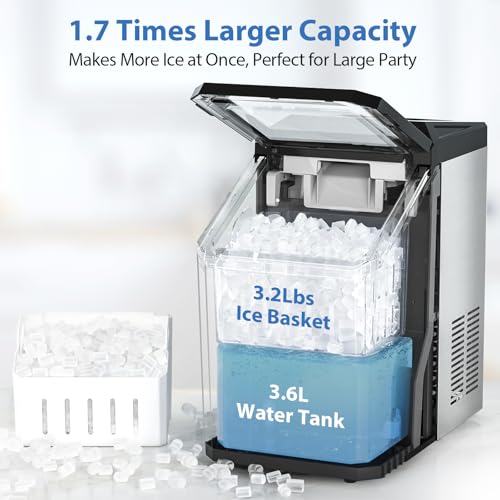 Nugget Ice Maker Countertop, 55lbs/Day, Self-Cleaning, Stainless Steel G9895