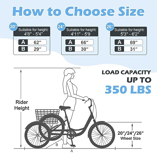 Adult Tricycle 7-Speed Three-Wheel Bike for Seniors J54868