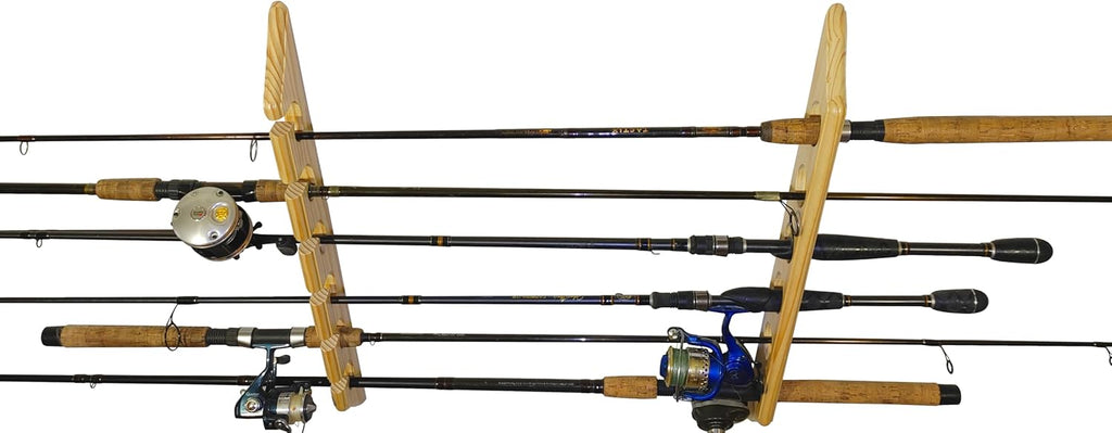Solid Pine Wall Fishing Rod Rack W871198