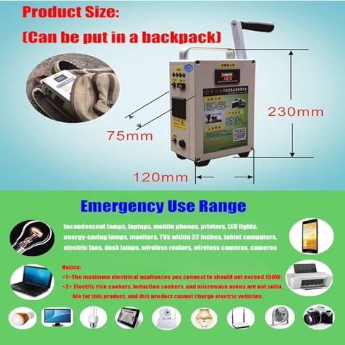 500W Crank Generator, Portable Power Station with DC/USB Outlets G78053