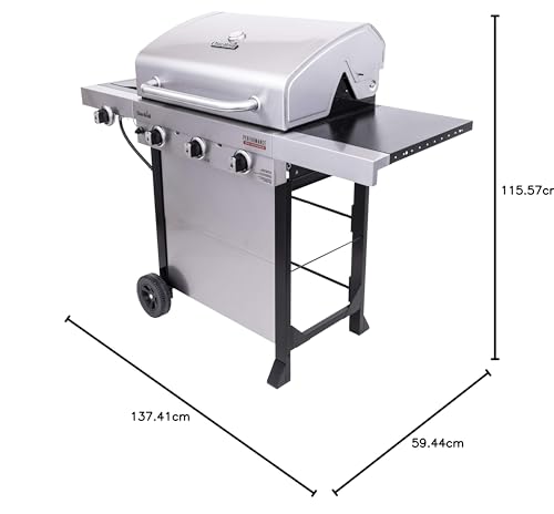 3-Burner Propane Gas Grill with Side Burner, Stainless Steel O81200