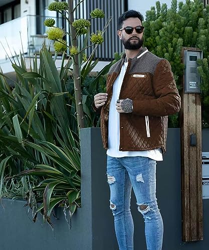 Men's Diamond Quilted Puffer Jacket Lightweight Casual A8610