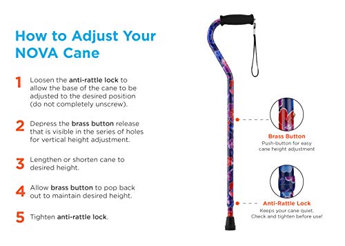 Adjustable Offset Handle Walking Cane with Carrying Strap F560185