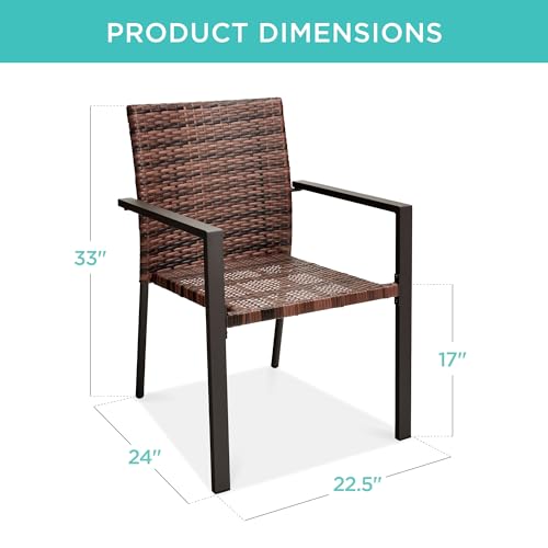 Set of 2 Stackable Outdoor Wicker Dining Chairs with Armrests R76144