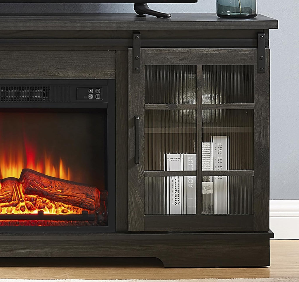 Fireplace TV Stand for 65 Inch TV with LED Lights and Storage Drawers R962995