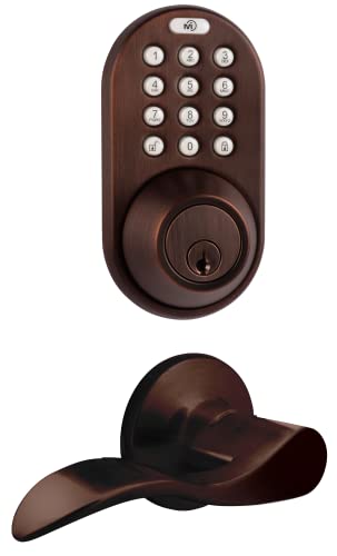 Digital Deadbolt Door Lock with Keyless Entry Keypad and Remote, Antique Brass F42467