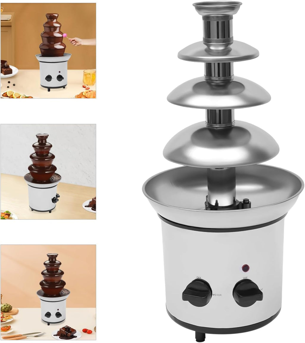 4-Tier Electric Chocolate Fondue Fountain Machine for Parties W92701