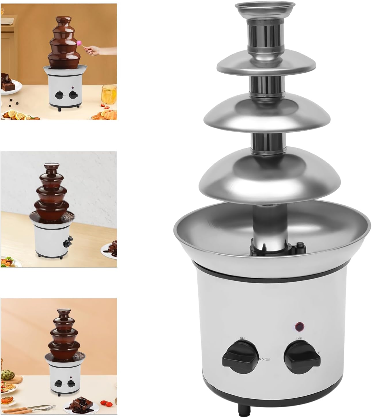 4-Tier Electric Chocolate Fondue Fountain Machine for Parties W92701