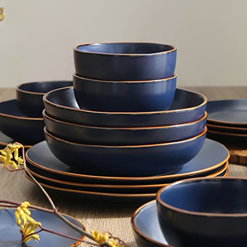 32 Piece Stoneware Dinnerware Set for 8, Blue D998076