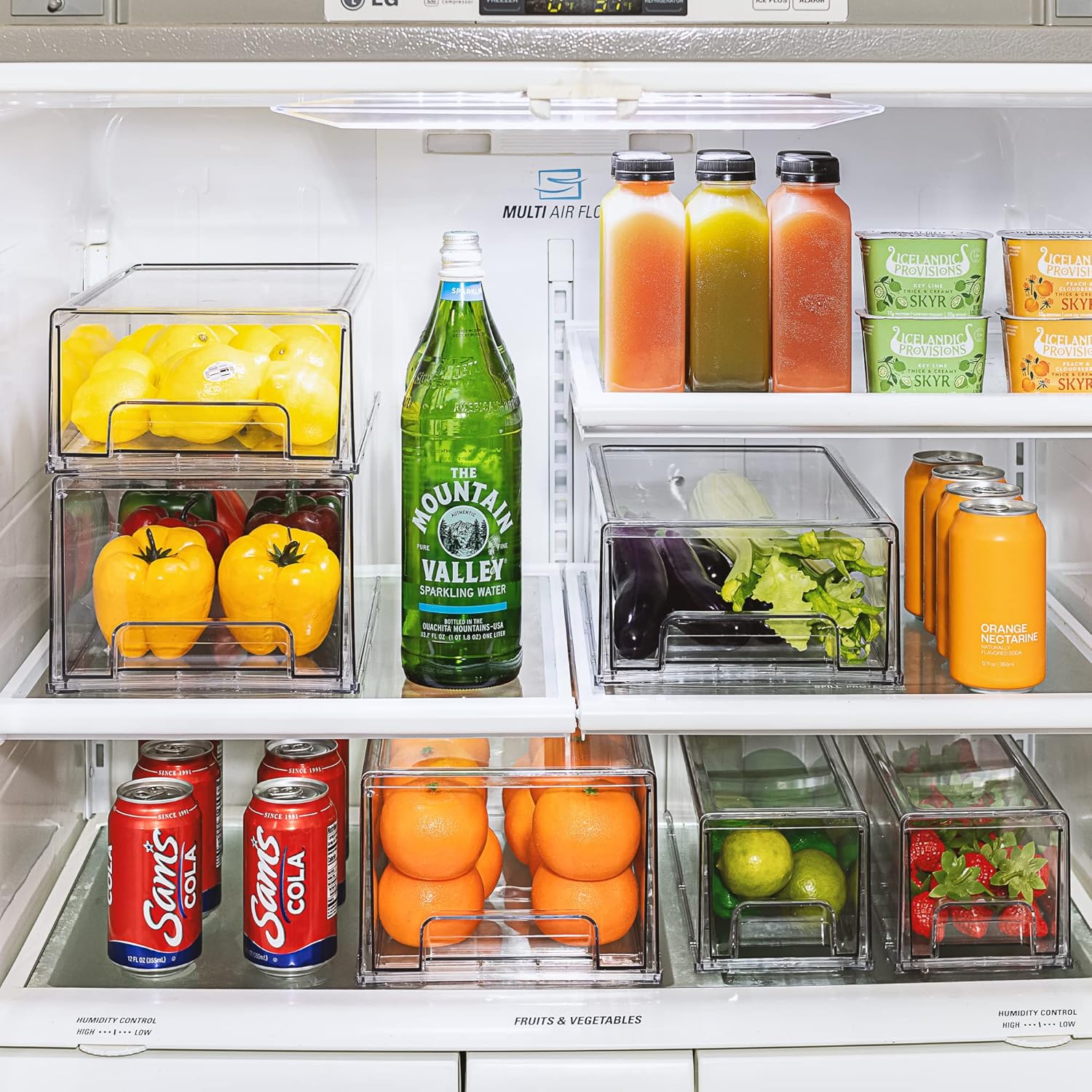 Kitchen Organization Bundle with 2 Pull Out Fridge Drawers and 2 Stackable Fridge Bins B695907