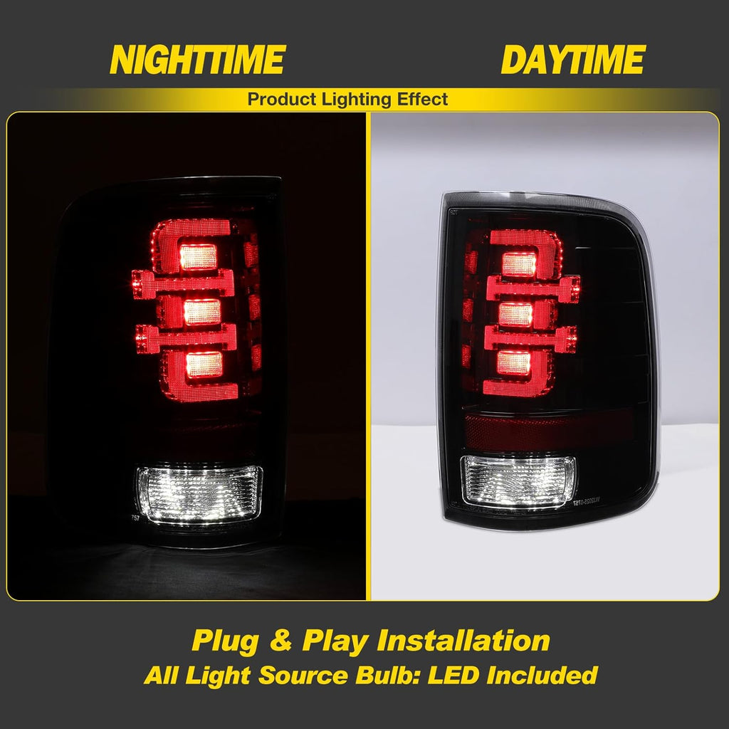 LED Taillights for 2004-2008 Ford F-150 Styleside, Sequential Turn Signal, Black Smoke Lens, 1 Pair K781403