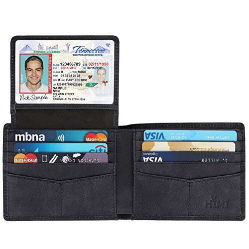 Men's Leather RFID Blocking Bifold Wallet with 2 ID Windows L317622