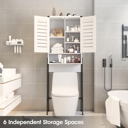 Over Toilet Storage Cabinet with 2-Door Blinds, White I26164