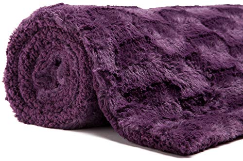 Embossed Faux Fur Throw Blanket, Soft Lightweight, 50" x 65", Gray C91341