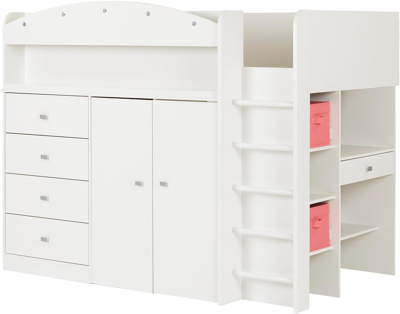 Twin Murphy Bed with Desk, Pure White, Wood S192