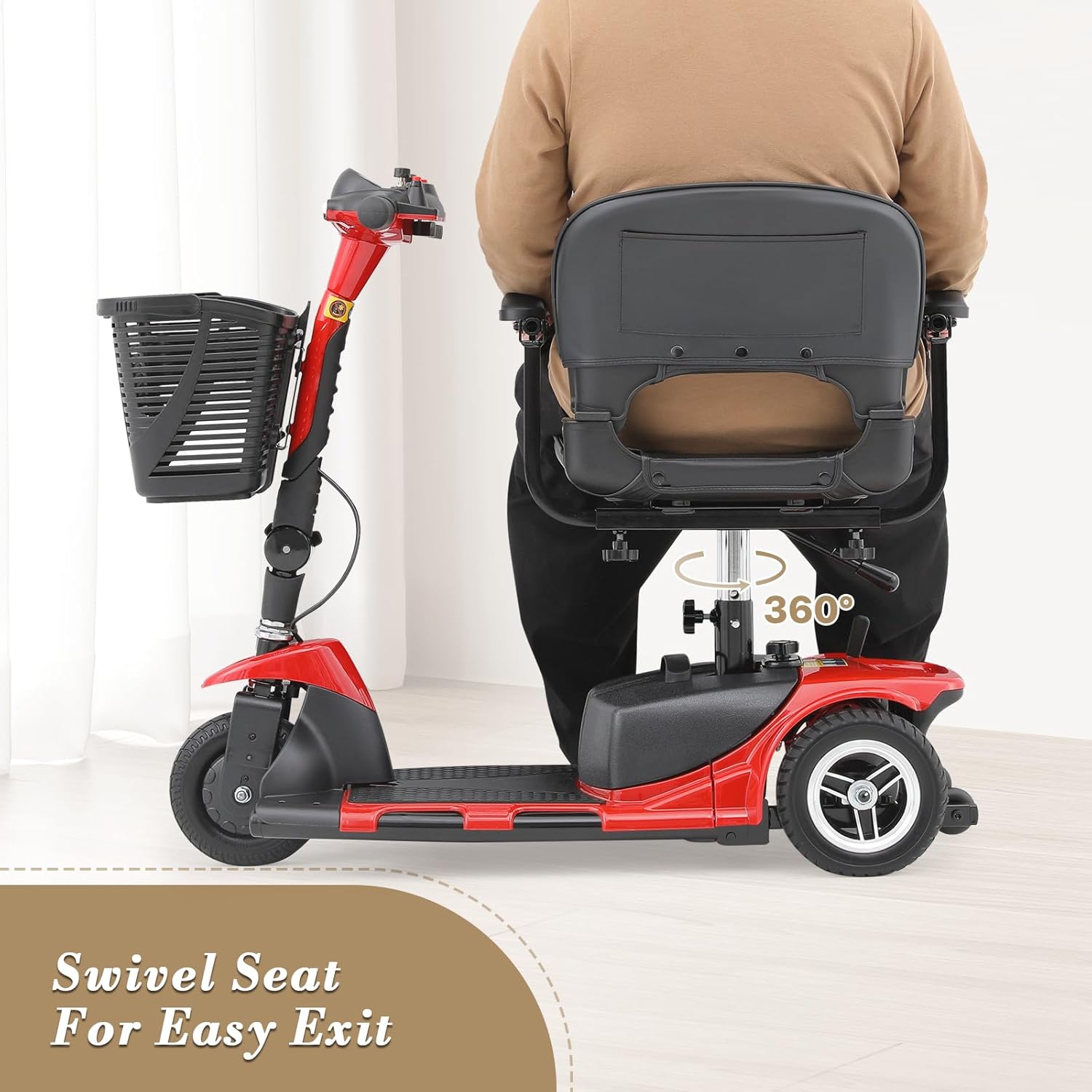 3 Wheel Mobility Scooter for Adults Seniors, Foldable Electric with Seat S3124