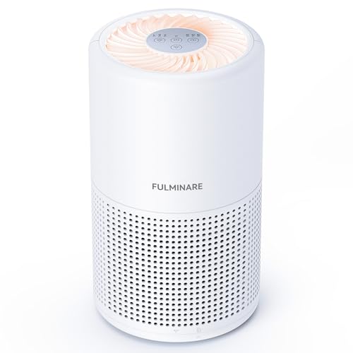 FULMINARE Air Purifiers for Bedroom H13 True HEPA Air Filter Quiet Air Cleaner With Night Light Portable Small Air Purifier for Home, Office, Living Room (White 2 Pack)