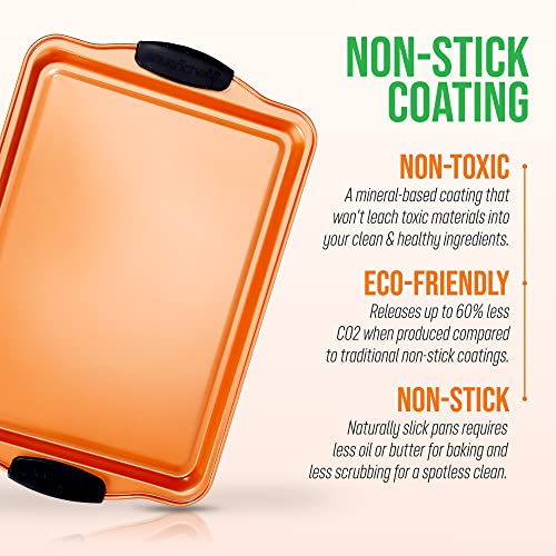 Nonstick Small Cookie Baking Sheet with Silicone Handles, Dishwasher Safe U825