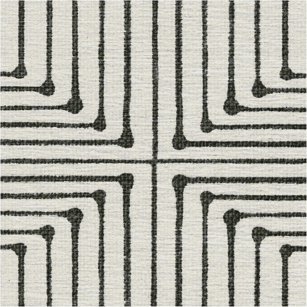 Washable Geometric Area Rug 5x7 - Non Slip, Indoor, Black/Ivory H3744