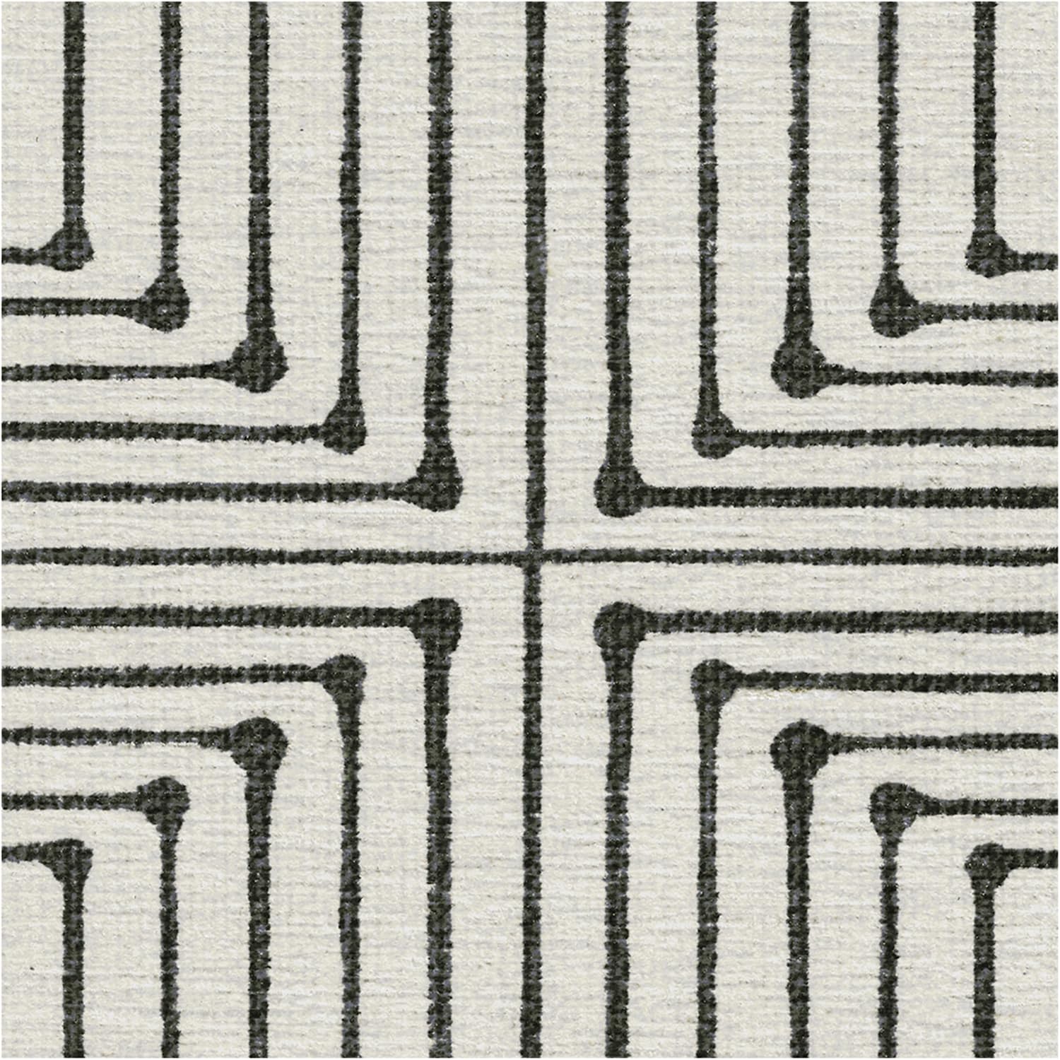 Washable Geometric Area Rug 5x7 - Non Slip, Indoor, Black/Ivory H3744