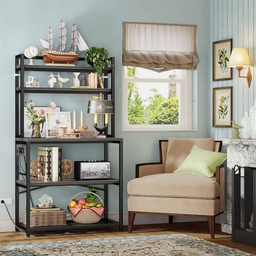 39.4 Inch Wide 5-Tier Bakers Rack with 3 Power Outlets and Storage B3817