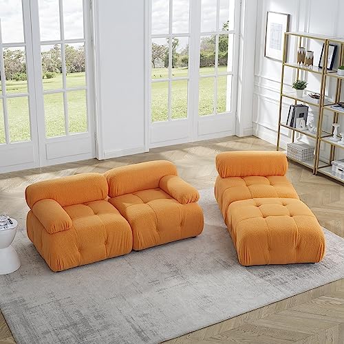 Modular Cloud Sofa Sectional with Teddy Fabric for Living Room I1976