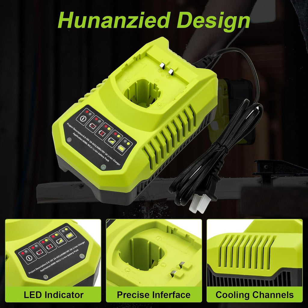 2Pack 6.0Ah 18V Lithium Battery and Charger Combo for Cordless Tools S4603