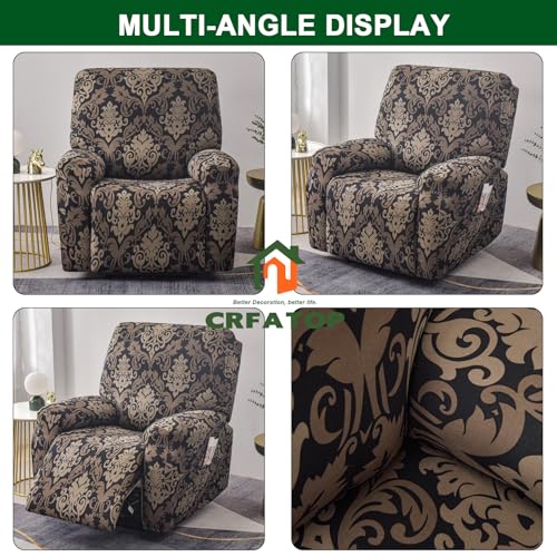 Recliner Slipcovers with Arms, 4-Piece Non-Slip Chair Cover with Storage Pockets F712