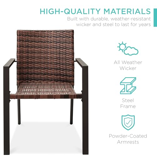 Set of 2 Stackable Outdoor Wicker Dining Chairs with Armrests R76144