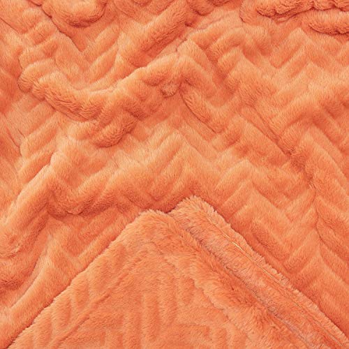 Faux Fur Embossed Throw Blanket for Bed Couch and Living Room Décor R859793