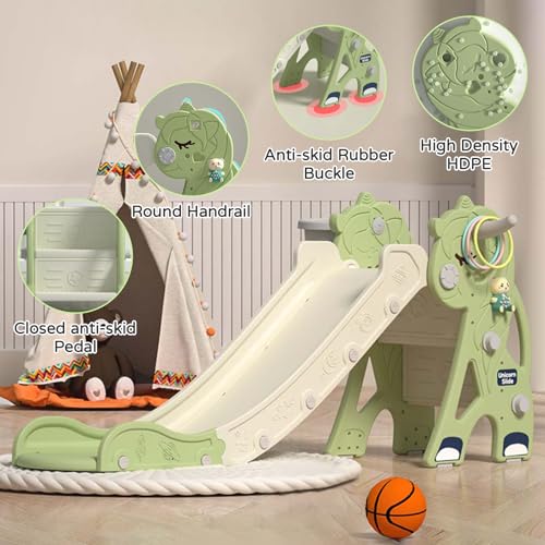 Unicorn Toddler Slide with Basketball Hoop for Ages 1-3 J49909