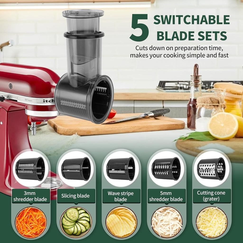 Food Slicer and Cheese Grater Attachment for Stand Mixer with 5 Blades P76652