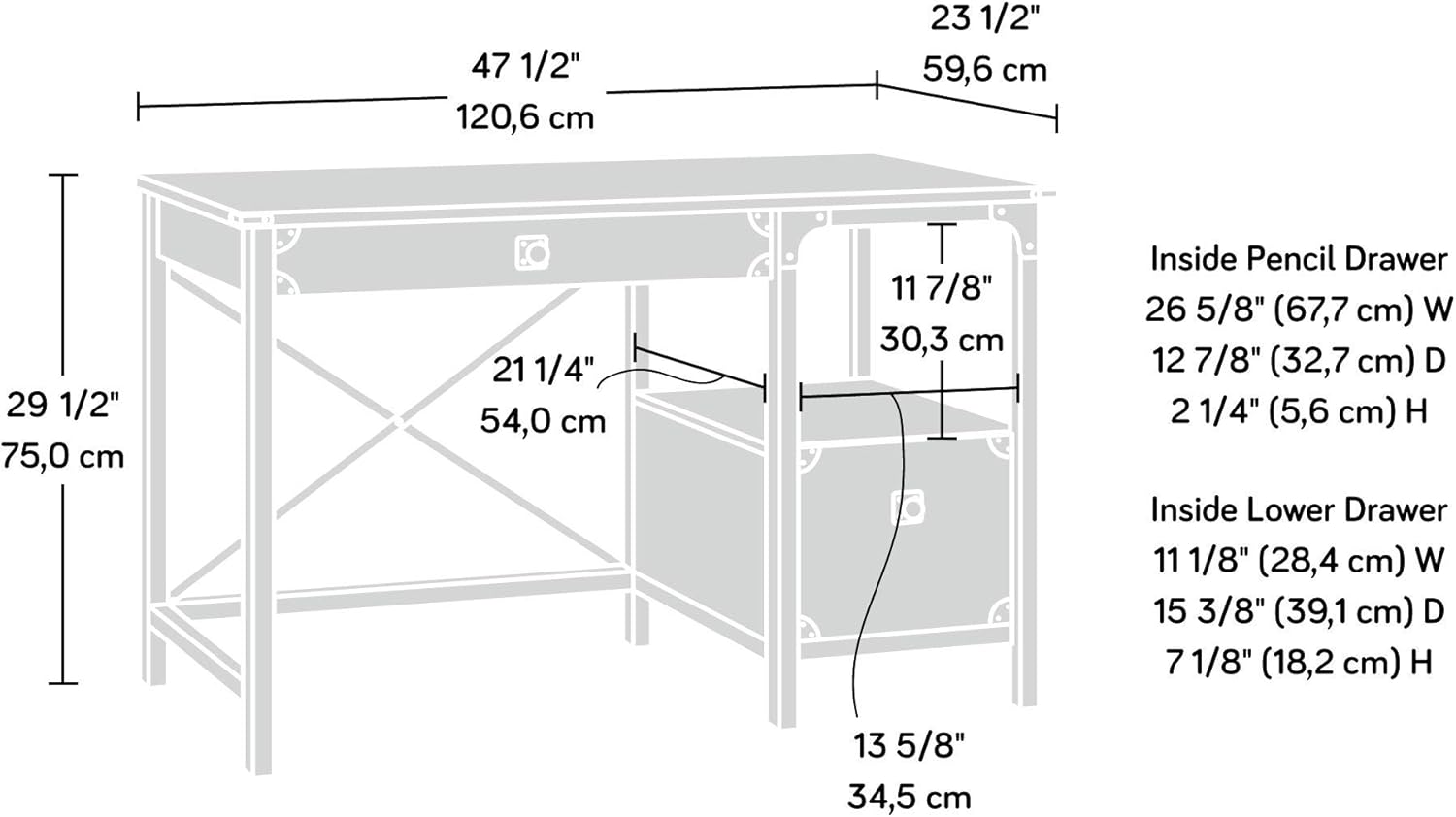 Steel River Desk, Carbon Oak Finish E666618
