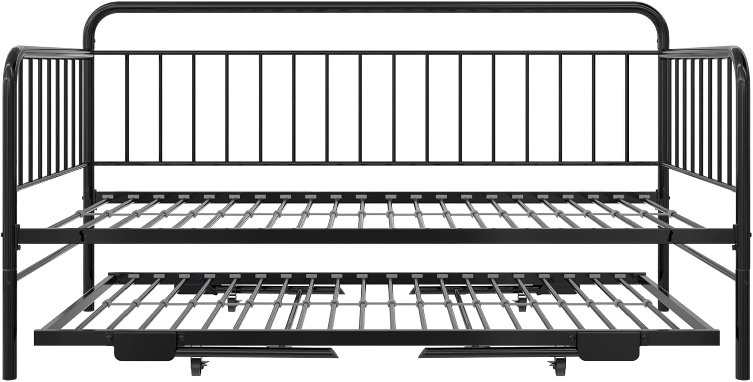 Metal Daybed with Pop Up Trundle Bed, Twin, Black W1027