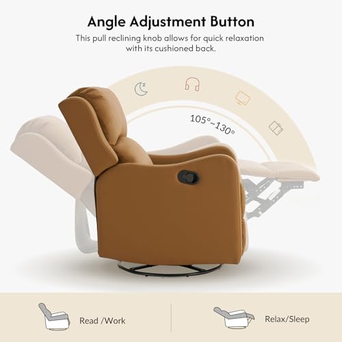 Swivel Rocker Recliner Chairs Set of 2, Faux Leather Manual Recliners for Living Room I78386