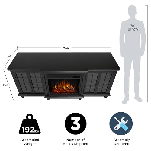 Electric Fireplace TV Stand for TVs up to 70 inches with Adjustable Shelves and Storage, Remote Control, White Y4613