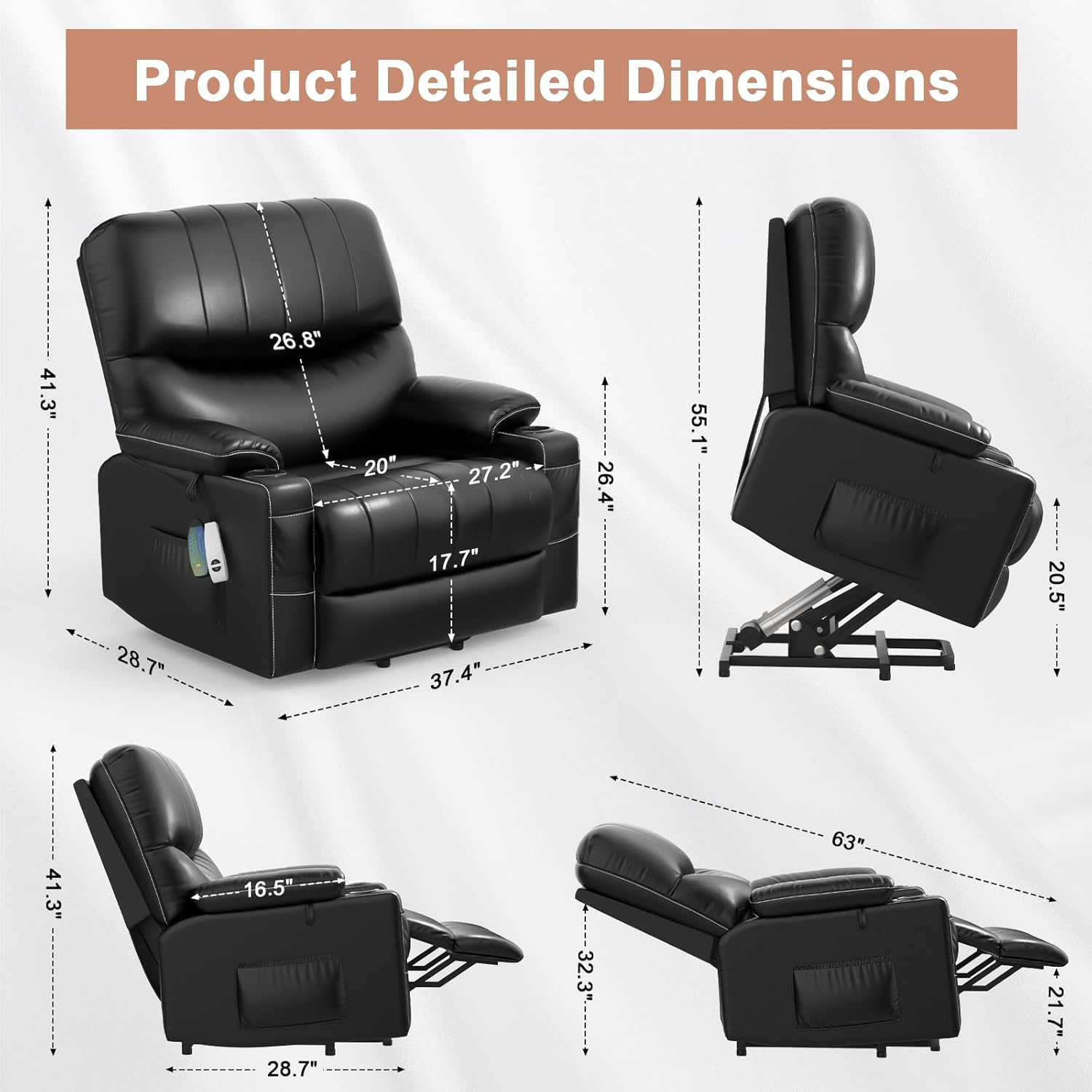 Power Lift Recliner Chair for Elderly with Heat and Massage M4614