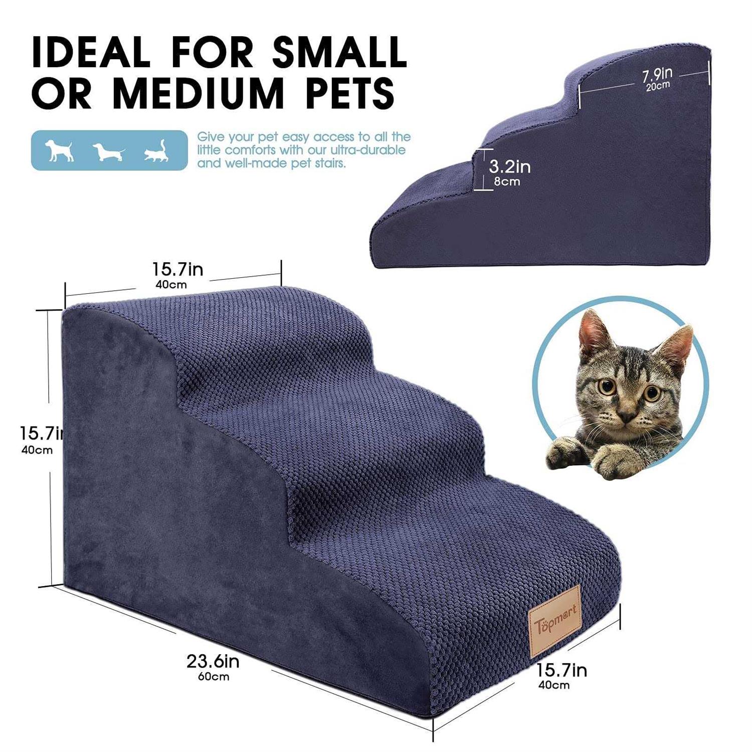 Foam Dog Ramps and Steps for Pets, Non-Slip Extra Wide Dog Stairs I64835