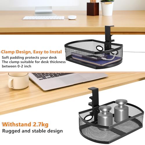 Under Desk Drawer Clamp-On Swivel Organizer Pen Holder S385