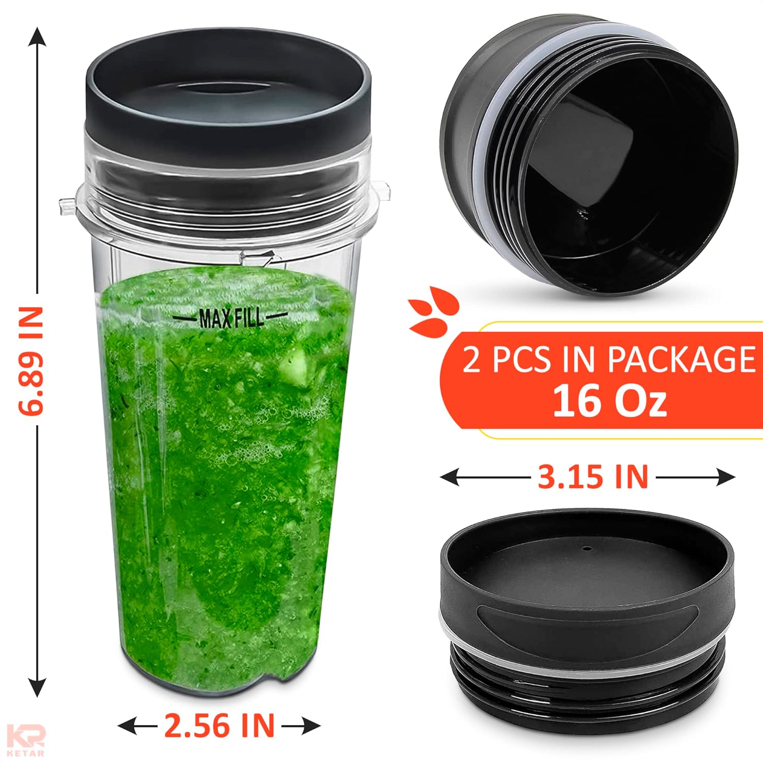 Blender Cups and Blade for Shakes Smoothies - Single Serve Cup Lid B347265