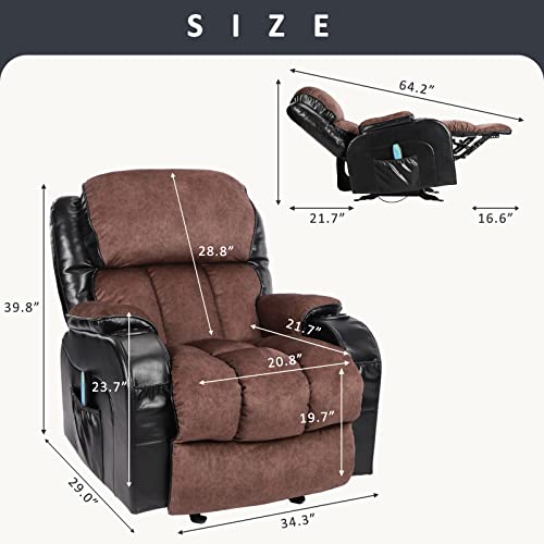Massage Recliner Chair with Heat and Cup Holder, Black H519352