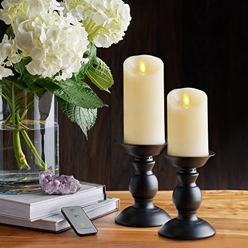 Flickering Flameless Ivory 6.5" Pillar Candle with Warm LED Light D429