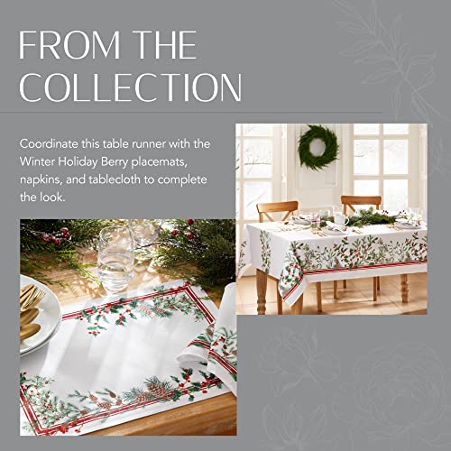 Winter Holiday Berry Bordered Tablecloth, 60 x 120 Inch I466468