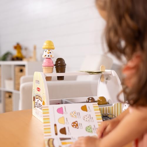 Wooden Scoop and Serve Ice Cream Counter Play Set for Kids X216422