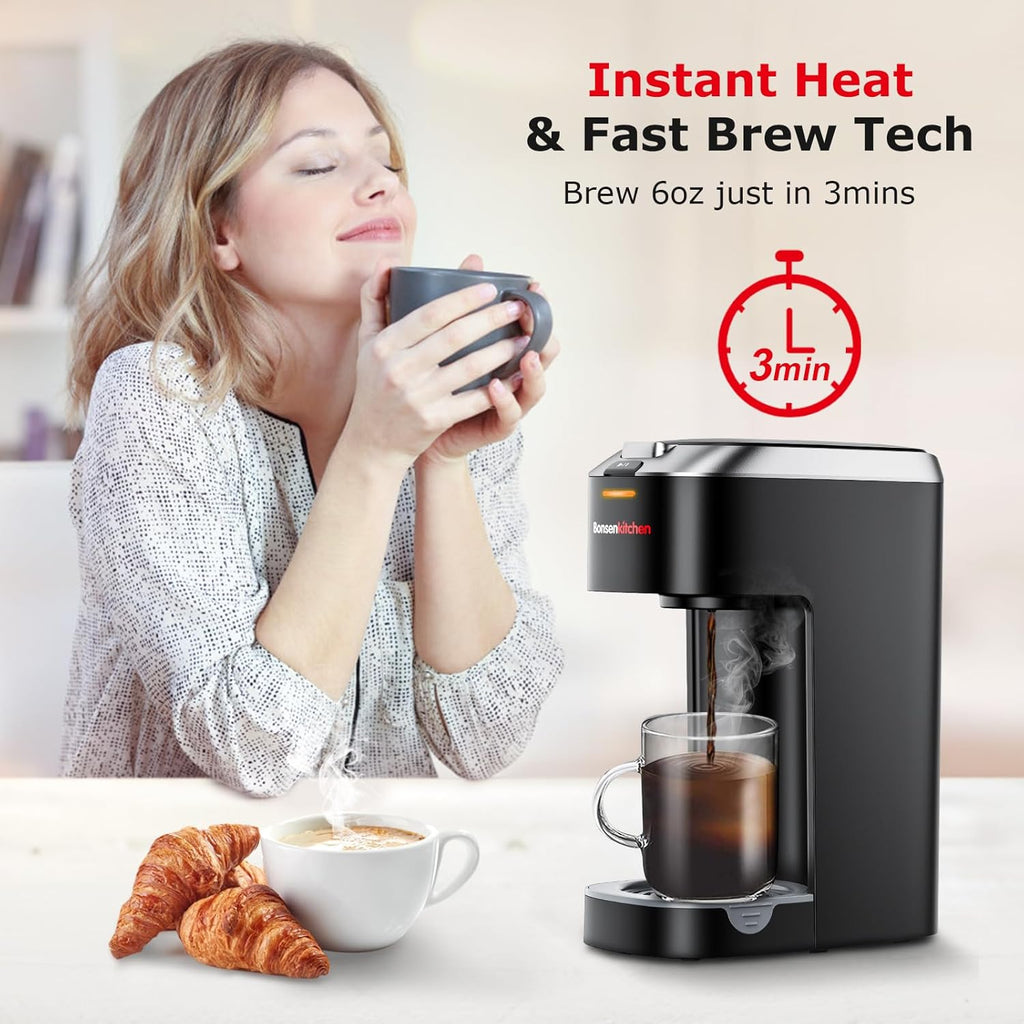Single Serve Coffee Maker for K Cup Capsule, Fast Brewing, 6 to 12oz Brew Sizes V1235