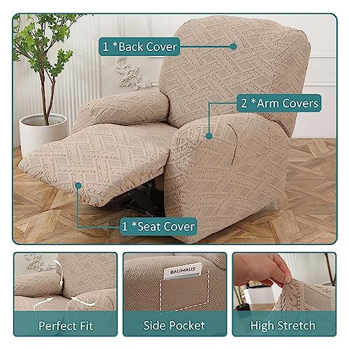 Recliner Slipcover with Side Pocket, Anti-Slip Elastic Furniture Protector B7194