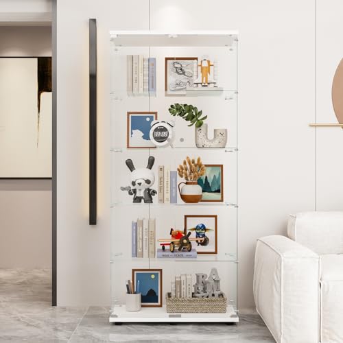 Glass Display Cabinet with Double Door Locks, Floor Standing S449087