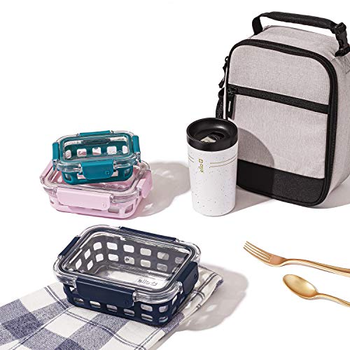 Glass Meal Prep Containers with Airtight Lids, Dishwasher Safe A460